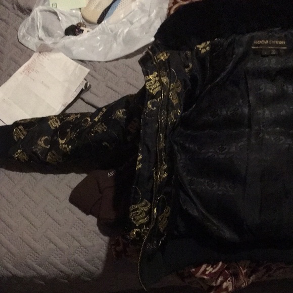 One black jacket w/all gold RW sown on all over the outside in gold cursive - Picture 2 of 6